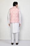 Shop_Arihant Rai Sinha_Pink Silk Geometric Mandarin Collar Pattern Nehru Jacket _at_Aza_Fashions