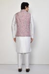 Shop_Arihant Rai Sinha_Purple Cotton Blend Floral Pattern Sleeveless Nehru Jacket _at_Aza_Fashions