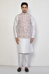 Arihant Rai Sinha_White Cotton Embroidery Floral Pattern Nehru Jacket _Online_at_Aza_Fashions