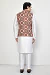 Shop_Arihant Rai Sinha_Maroon Linen Paisley Pattern Nehru Jacket _at_Aza_Fashions