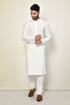 Buy_Arihant Rai Sinha_White Shell And Lining Cotton Blend Plain Straight Long Kurta_at_Aza_Fashions