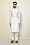 Buy_Arihant Rai Sinha_White Shell And Lining Cotton Blend Plain Straight Long Kurta_Online_at_Aza_Fashions