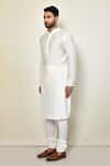 Shop_Arihant Rai Sinha_White Shell And Lining Cotton Blend Plain Straight Long Kurta_Online_at_Aza_Fashions