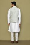 Shop_Arihant Rai Sinha_Gray Silk, Cotton Embroidery Mandala Illusion Nehru Jacket _at_Aza_Fashions