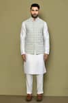 Arihant Rai Sinha_Gray Silk, Cotton Embroidery Mandala Illusion Nehru Jacket _Online_at_Aza_Fashions
