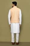 Shop_Arihant Rai Sinha_Peach Silk, Cotton Embroidery Mandala Illusion Nehru Jacket _at_Aza_Fashions