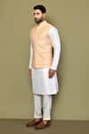 Shop_Arihant Rai Sinha_Peach Silk, Cotton Embroidery Mandala Illusion Nehru Jacket _Online_at_Aza_Fashions