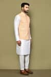 Arihant Rai Sinha_Peach Silk, Cotton Embroidery Mandala Illusion Nehru Jacket _at_Aza_Fashions
