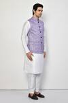 Arihant Rai Sinha_Purple Linen Self Design Broken Chevron Pattern Nehru Jacket _at_Aza_Fashions