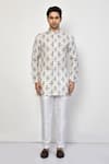 Arihant Rai Sinha_White Silk Lining Cotton Blend Print Guitar Boy Short Kurta _Online_at_Aza_Fashions