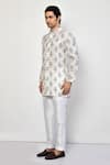 Shop_Arihant Rai Sinha_White Silk Lining Cotton Blend Print Guitar Boy Short Kurta _Online_at_Aza_Fashions