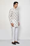 Arihant Rai Sinha_White Silk Lining Cotton Blend Print Guitar Boy Short Kurta _at_Aza_Fashions