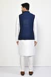 Shop_Arihant Rai Sinha_Blue Silk Lining Cotton Blend Embellished Florid Bundi _at_Aza_Fashions