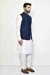 Arihant Rai Sinha_Blue Silk Lining Cotton Blend Embellished Florid Bundi _at_Aza_Fashions