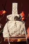 Buy_Aamli_Cream Beads Velvet Pearl Embellished Potli Bag _at_Aza_Fashions