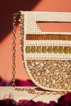 Aamli_Cream Crystals Razzmatazz And Pearl Embellished Bag _Online_at_Aza_Fashions