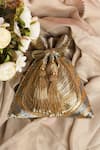 Buy_Nayaab By Sonia_Gold Cut Work, Diamonds, Beads, Tassels Hinted Pewter Embroidered Potli Bag 