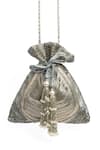 Shop Nayaab By Sonia Silver Beads, Diamonds, Tassels, Pearls Cutdana And Studded Potli Bag at Aza Fashions Shop_Nayaab By Sonia_Silver Beads, Diamonds, Tassels, Pearls Cutdana And Studded Potli Bag _at_Aza_Fashions