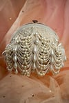 Buy_Nayaab By Sonia_Gold Pearls, Beads Oyster Frame Scallop Embellished Potli _at_Aza_Fashions