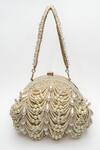 Shop_Nayaab By Sonia_Gold Pearls, Beads Oyster Frame Scallop Embellished Potli _at_Aza_Fashions