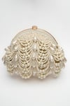 Nayaab By Sonia_Gold Pearls, Beads Oyster Frame Scallop Embellished Potli _Online_at_Aza_Fashions