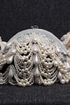 Nayaab By Sonia_Gold Pearls, Beads Oyster Frame Scallop Embellished Potli _at_Aza_Fashions