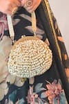 Nayaab By Sonia_Gold Pearls, Beads Treasure Embellished Clutch _Online_at_Aza_Fashions