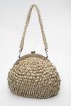 Shop_Nayaab By Sonia_White Pearls, Beads Drops Embellished Clutch_at_Aza_Fashions