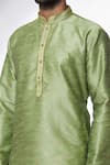 Shop_Samyukta Singhania_Green Jacquard, Silk Embroidery Floral Pattern Kurta _Online_at_Aza_Fashions