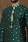Shop_Samyukta Singhania_Green Kurta: Jacquard Banarasi Silk Floral Pattern Set For Men_Online_at_Aza_Fashions