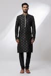 Arihant Rai Sinha Black Jacquard, Silk, Chanderi Embroidery Floral Pattern Banarasi Kurta Set Online at Aza Fashions Arihant Rai Sinha_Black Jacquard, Silk, Chanderi Embroidery Floral Pattern Banarasi Kurta Set _Online_at_Aza_Fashions