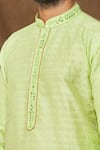 Arihant Rai Sinha_Green Jacquard, Silk Embroidery Stripe Pattern Kurta _at_Aza_Fashions