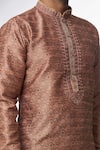 Shop Arihant Rai Sinha Pink Jacquard, Silk, Chanderi Embroidery Brocade Botanical Pattern Kurta Set Online at Aza Fashions Shop_Arihant Rai Sinha_Pink Jacquard, Silk, Chanderi Embroidery Brocade Botanical Pattern Kurta Set _Online_at_Aza_Fashions