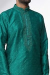Shop_Arihant Rai Sinha_Green Jacquard, Silk, Brocade Embroidery Botanical Pattern Woven Kurta _Online_at_Aza_Fashions