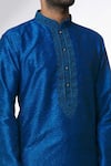 Shop Arihant Rai Sinha Blue Jacquard, Silk, Brocade Embroidery Botanical Pattern Woven Kurta Online at Aza Fashions Shop_Arihant Rai Sinha_Blue Jacquard, Silk, Brocade Embroidery Botanical Pattern Woven Kurta _Online_at_Aza_Fashions