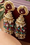 Shop_Dugran By Dugristyle_Multi Color Kundan Natural Stone Embellished Jhumkas _at_Aza_Fashions