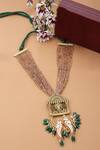 Shop_Dugran By Dugristyle_Peach Lord Vishnu Shastra Ornamented Pendant Necklace _at_Aza_Fashions