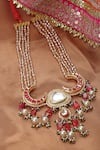 Shop_Dugran By Dugristyle_Red Crecent Moon American Diamonds Embellished Necklace _at_Aza_Fashions