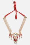 Dugran By Dugristyle_Red Crecent Moon American Diamonds Embellished Necklace _Online_at_Aza_Fashions
