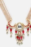 Buy_Dugran By Dugristyle_Red Crecent Moon American Diamonds Embellished Necklace _Online_at_Aza_Fashions