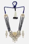 Shop Dugran By Dugristyle Blue Pearls, Gota Patti, Geometric Pendant And American Embellished Necklace Set Online at Aza Fashions Shop_Dugran By Dugristyle_Blue Pearls, Gota Patti, Geometric Pendant And American Embellished Necklace Set _Online_at_Aza_Fashions