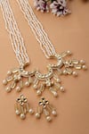 Shop Dugran By Dugristyle Yellow Pearls, Stones Kundan Triple Crecent Moon Pendant Necklace Set at Aza Fashions Shop_Dugran By Dugristyle_Yellow Pearls, Stones Kundan Triple Crecent Moon Pendant Necklace Set _at_Aza_Fashions