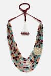 Shop_Dugran By Dugristyle_Multi Color Kundan Layered Stones Embellished Necklace _at_Aza_Fashions