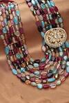 Dugran By Dugristyle_Multi Color Kundan Layered Stones Embellished Necklace _Online_at_Aza_Fashions