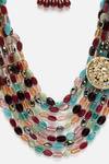Buy_Dugran By Dugristyle_Multi Color Kundan Layered Stones Embellished Necklace _Online_at_Aza_Fashions