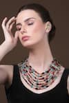 Buy_Dugran By Dugristyle_Multi Color Pearls Layered Contrast Stones Embellished Necklace _at_Aza_Fashions