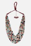 Dugran By Dugristyle_Multi Color Pearls Layered Contrast Stones Embellished Necklace _Online_at_Aza_Fashions