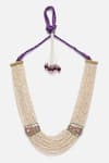 Dugran By Dugristyle_Purple Pearl Embellished Meenakari Ornamentation Necklace _Online_at_Aza_Fashions