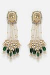 Dugran By Dugristyle_Cream Pearls, Metallic Thread, Stones Embellished Chandelier Earrings _Online_at_Aza_Fashions