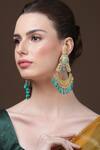 Buy_Dugran By Dugristyle_Green Pearls, Stones And Kundan Embellished Chandbalis _at_Aza_Fashions
